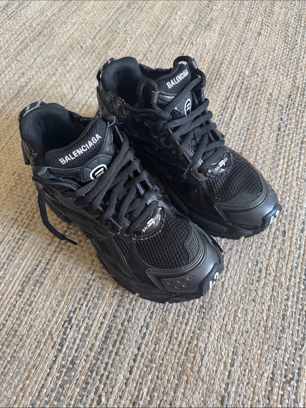 Balenciaga Black Men's Layered Track Sneakers